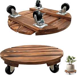 aghoer 2Pcs Pflanzenroller Holz, Rund