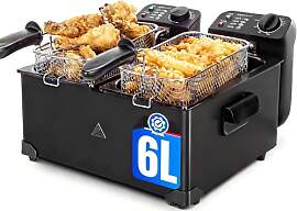 Aigostar Edelstahl Doppel-Fritteuse 3600W mit 2x3L 