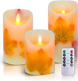 AiiBowy LED Kerzen, Ahornblatt Gelb [3er Set] LED