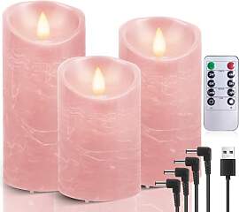AiiBowy LED Kerzen Aufladbar Echtwachs 3er-Set mit 