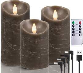 AiiBowy LED Kerzen Aufladbar Echtwachs 3er-Set mit 