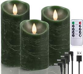 AiiBowy LED Kerzen Aufladbar Echtwachs 3er-Set mit 