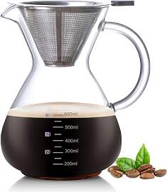 Ailelan Pour Over Kaffeebereiter, 600ml Glas
