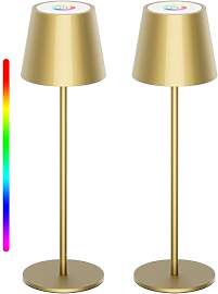 Aipsun 2 Stück Dimmbare LED akku Tischlampe Gold