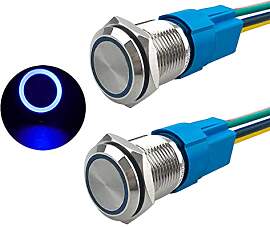 Aiqeer 2 Stück 16 mm Momentan Druckschalter, 12V