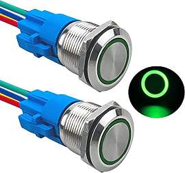 Aiqeer 2 Stück 19 mm Momentan Druckschalter, 12V