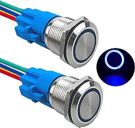 Aiqeer 2 Stück 19 mm Momentan Druckschalter, 12V