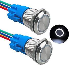 Aiqeer 2 Stück 19 mm Momentan Druckschalter, 12V