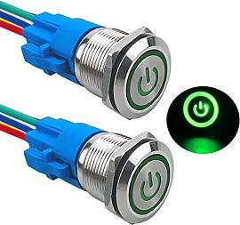 Aiqeer 2 Stück 19 mm Rastend Druckschalter, 12V / 