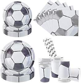 Aitsite 100 Stück Fußball Partygeschirr Set für 