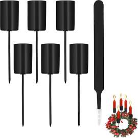 Aitsite 6 Stück Stabkerzenhalter Schwarz, 2.5 x
