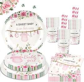 Aitsite Gender Reveal Party Deko Geschirr Set für 