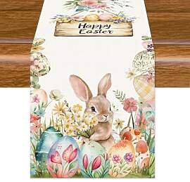 Aitsite Tischläufer Ostern, Kaninchen Tischdecke