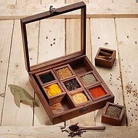 Ajuny Gewürzbox aus Holz 9x9 Zoll –