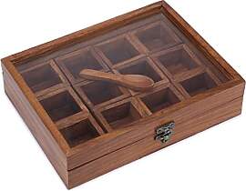 Ajuny Gewürzbox aus Holz – Handgefertigte