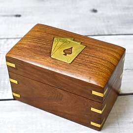 Ajuny Spielkartenbox Holz Doppeldeck –