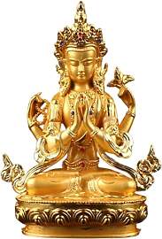 Akfldms Vergoldete Buddha-Statue Aus Einer