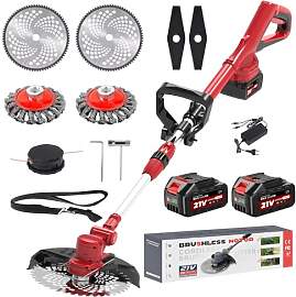 Akku Rasentrimmer mit Akku und Unkrautbürste,