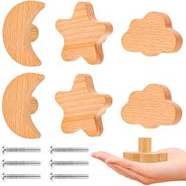 AKONE Schrankknöpfe Holz, 6 Stück Möbelknöpfe
