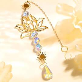 AKONE Sonnenfänger Kristall, Lotusblume Windspiel 