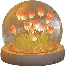 Akozon DIY Tulpen-Nachtlicht, Tulpen Lampe,Rosa