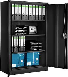 Aktenschrank mit 4 Böden 140x90x40cm - schwarz