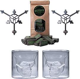 ALANDIA Totenkopf Absinth Gläser Löffel Set 2x