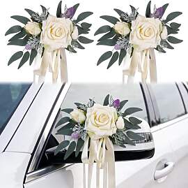Alaoo Autoschmuck Hochzeit Weiß, Organza M Auto