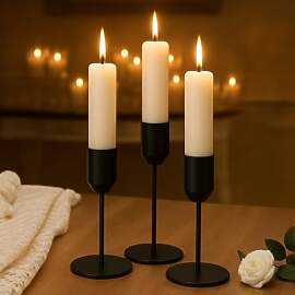 Alcohu 3er Set Schwarze Kerzenständer Aus Metall