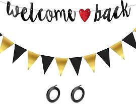 ALEGRE Welcome Back Girlande mit Wimpel in Schwarz 