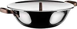 Alessi edo Wok mit Griffen, Metall, Stahl, braun, 3