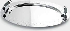 Alessi Tablett, oval aus Edelstahl mit Griffen aus 