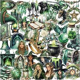 Alethron 100 Stück Witch Sticker, Wicked Fantasy