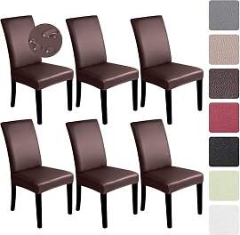Alishomtll Stretch PU Stuhlhussen 6er Set