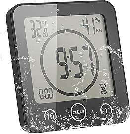 ALLOMN Badezimmer Uhr, LCD Digital Dusche Wecker