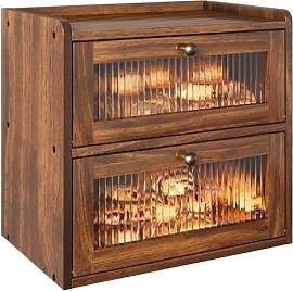 Alpeir Brotkasten Holz, 2 Etagen Groß Brotbox mit 