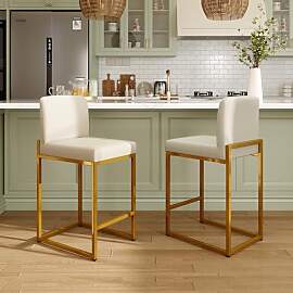 ALPHA HOME Barhocker 2er Set mit Lehne Pu-Leder