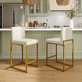 ALPHA HOME Barhocker 2er Set mit Lehne Pu-Leder