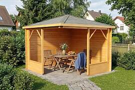 Alpholz 5-Eck Pavillon Maik-28 aus naturbelassenem 