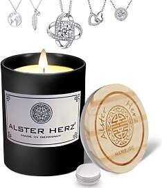 *ALSTER HERZ* Schmuckkerze, Kerze im Glas mit
