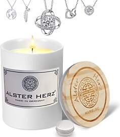 *ALSTER HERZ* Schmuckkerze, Kerze im Glas mit