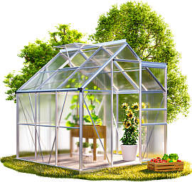 Alu Gewächshaus 190x190x195cm mit Dachfenster