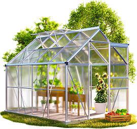 Alu Gewächshaus 250x190x195cm 2 Dachfenster