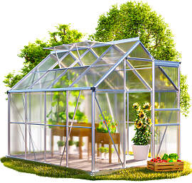 Alu Gewächshaus 250x190x195cm mit Fundament