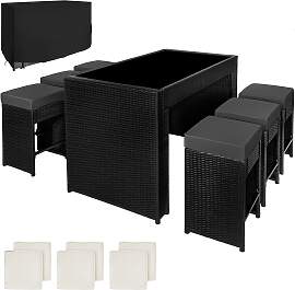 Aluminium Rattan Barset Ibiza 6+1 mit Schutzhülle 
