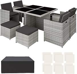 Aluminium Rattan Sitzgruppe Manhattan 4+4+1 mit