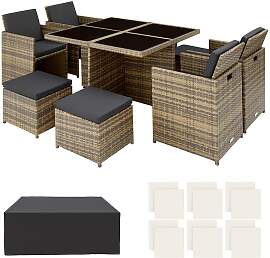 Aluminium Rattan Sitzgruppe Manhattan 4+4+1 mit