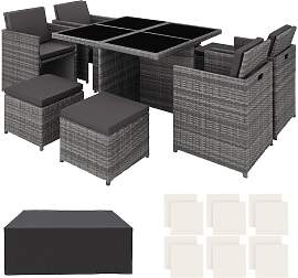 Aluminium Rattan Sitzgruppe Manhattan 4+4+1 mit