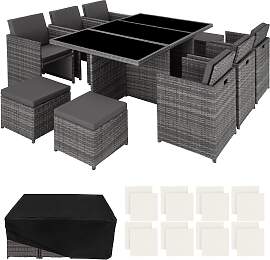 Aluminium Rattan Sitzgruppe New York 6+4+1 mit