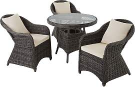 Aluminium Rattan Sitzgruppe Zürich 3+1 - grau